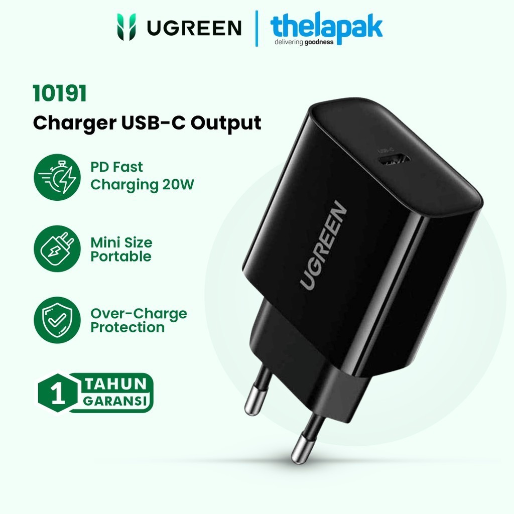 Charger USB-C UGreen CD137 Fast Charger PD 20W 10191 Original Garansi Resmi