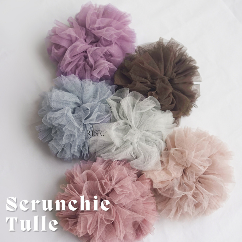 YU8 RTSR Scrunchie Tulle Hijab Anti Pusing Pastel