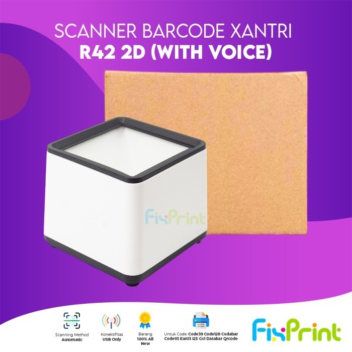 Fixprint R42 2D Desktop Scanner Barcode Multifunction Portable Hands Free Wired USB Barcodes Scannin