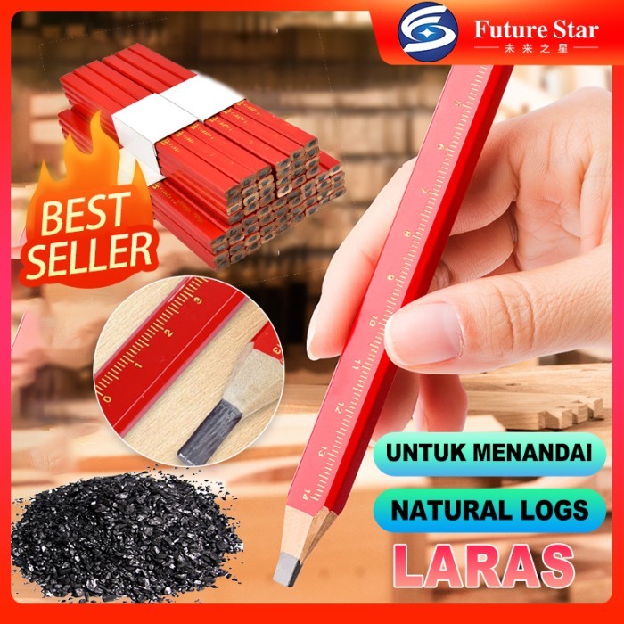 

Pencil Tukang Kayu Bangunan Import Octagonal Red Hard Black Carpenter Pencils Construction For Woodworking Concrete Marking
