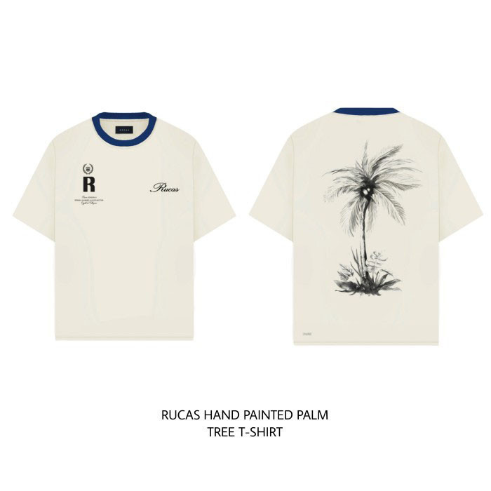 （cod） 【Ori】 Rucas Hand Painted Palm Tree T-shirt Season 10 (original) pria wanita