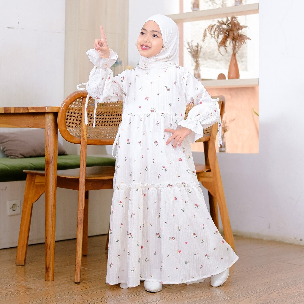 VR78YG Elhadya Flora Dress | Baju Gamis Motif Anak Perempuan Couple Ibu dan Anak |