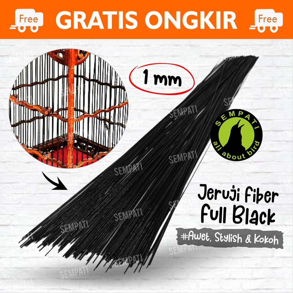 SEMPATI RUJI JERUJI FIBER 1 MM 60 CM RUJI/JERUJI FIBER HITAM SANGKAR KANDANG BURUNG MERPATI KOTAK LB