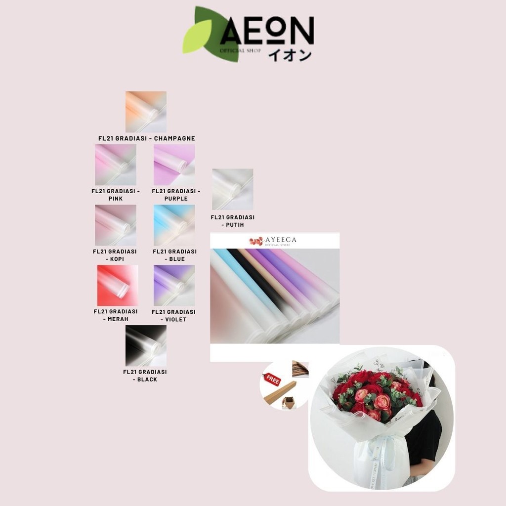 

AEON - (5 LEMBAR) - FL21 GRADIASI Kertas Bunga Paper Buket Motif Gradiasi Double Line Florist Cellophane