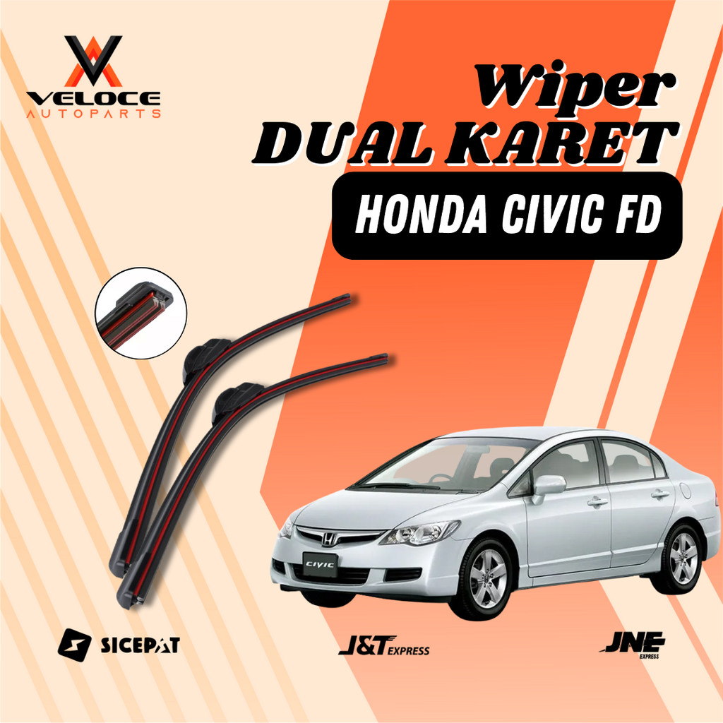 Wiper Mobil Honda Civic FD Model 2 Karet 1 Set (2Pcs) Kiri Kanan