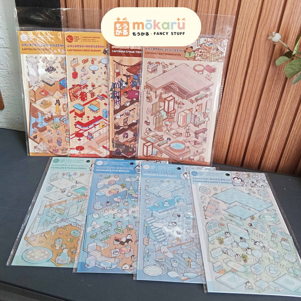 

PANMOMO DIY Sticker Happy Capybara / Sweet Penguin - Stiker Dekorasi 3D Miniatur