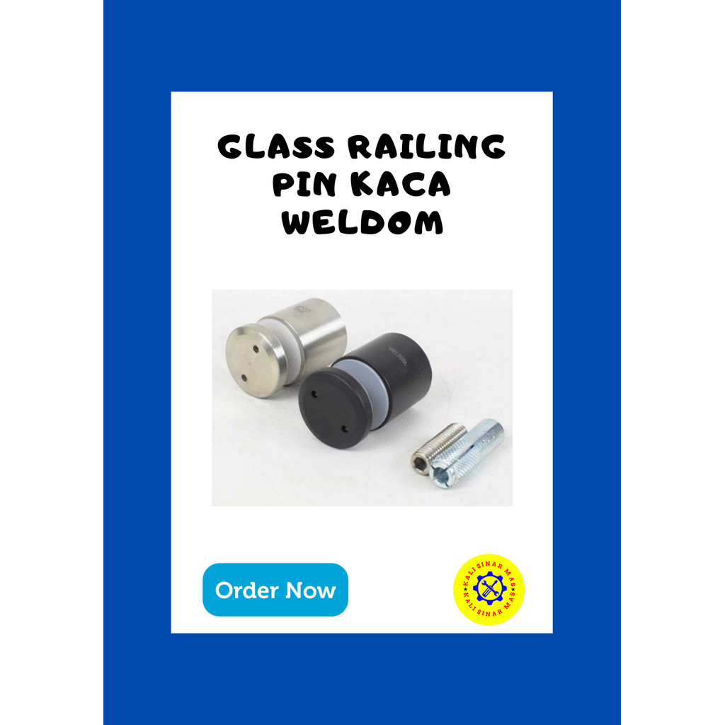 Glass Railing Pin Kaca Weldom – Glass Holder Stainless Steel untuk Pagar, Tangga Kaca, dan Balkon