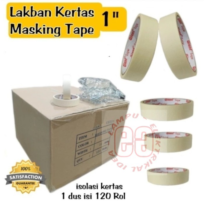 

ISOLASI MASKING KERTAS 1" LAKBAN KERTAS 1 INCH HARGA PERDUS 120 SOLASI Bagus Berkwalitas