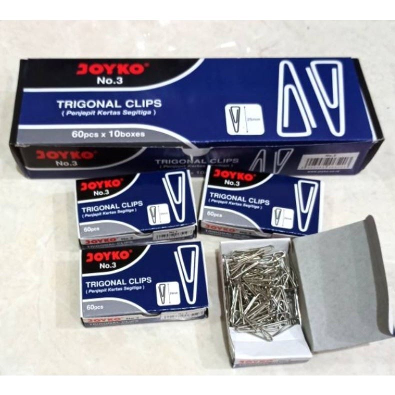 

MDP JOYKO Trigonal Clips No. 3 1Box / Penjepit Kertas 1 Box No 3 Segitiga 1 Pack / Klip Kertas 1Pack No.3