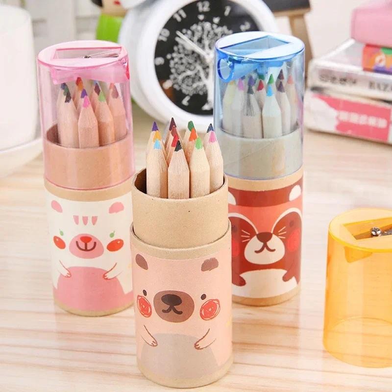 

12 Colors/Set Short Wooden Colored Pencils Kids Mini Portable Drawing Sketch Children Student Painting Art Stationery Supplies