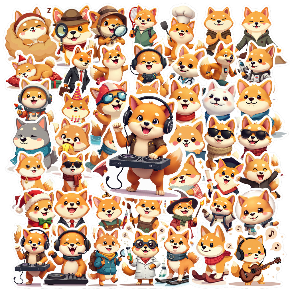 

50pcs Cartoon Singing And Dancing Fox Stickers Animal Decals Diy For Laptop Luggage Skateboard Phone Case Kid Gift Stickers