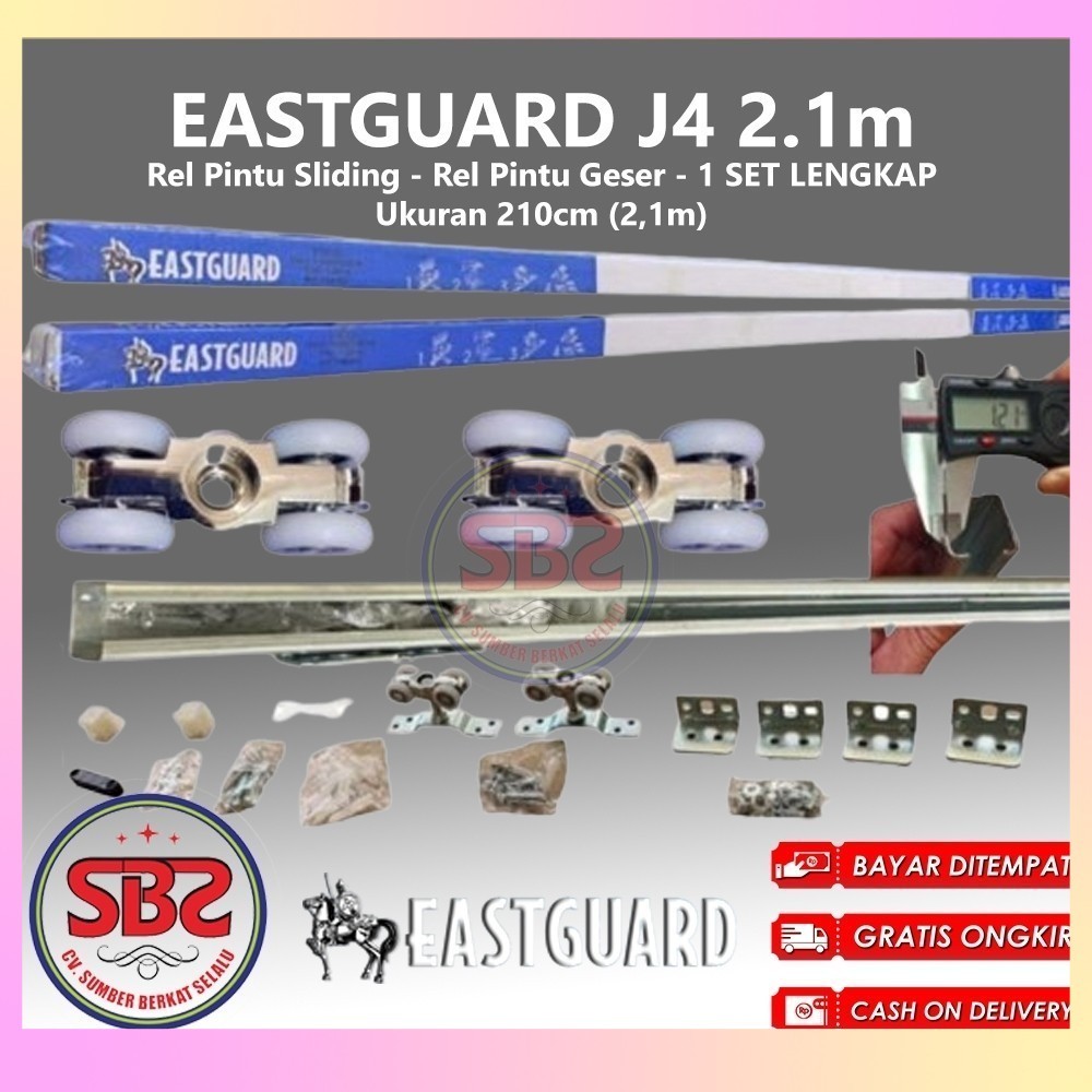 REL SLIDING J4 EASTGUARD - Rel Pintu Dorong - Sliding Rail Galvanis - Sliding Track - Rel Pintu 2.1m