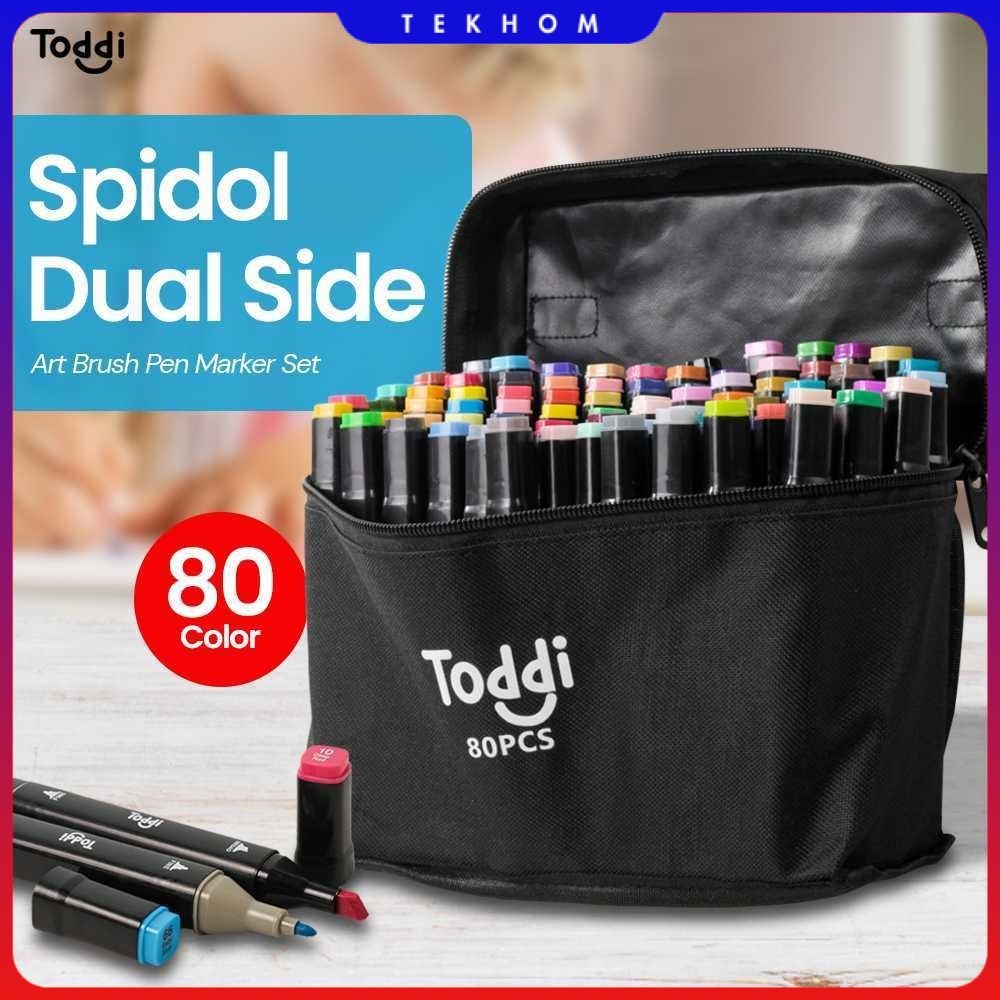 

Toddi Spidol Dual Side Fine Art Brush Pen Art Marker Set 80 Color - HL270