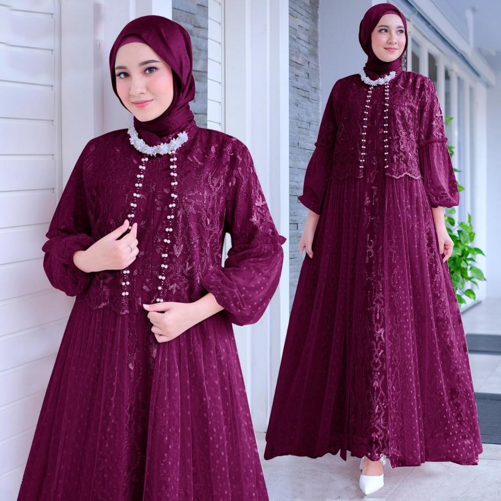 MAXI EFIKA (M L XL XXL) GAMIS BRUKAT GAMIS LEBARAN GAMIS BUSUI GAMIS PESTA GAMIS KONDANGAN SERAGAM K
