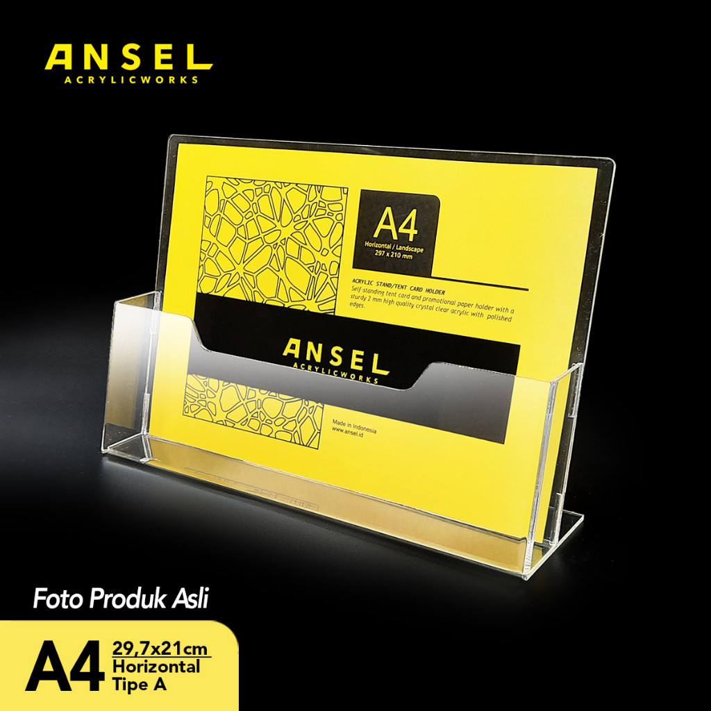 

[PROMO DISKON 50%] ANSEL Tempat Brosur Akrilik / Acrylic Flyer Holder - A4 Horizontal - Tipe A Bening [PALING MURAH BISA COD]