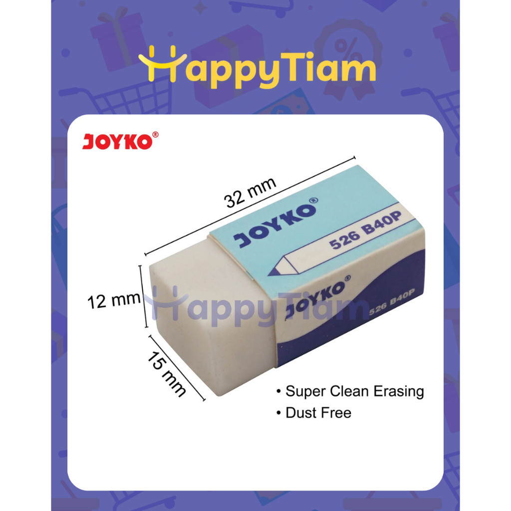 

ERASER 526-B40P JOYKO ~ PENGHAPUS KARET PUTIH Pcs