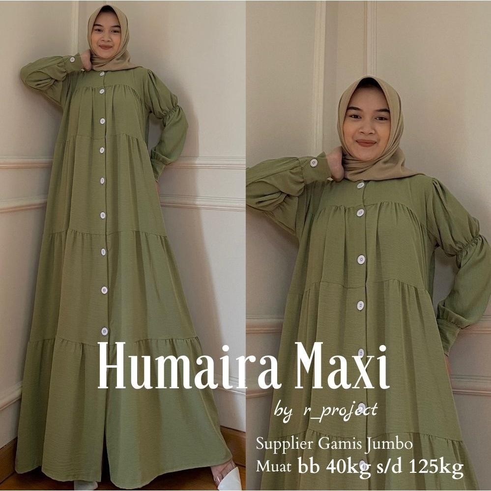 Humaira maxi Gamis Dress Bahan Adem Size Jumbo Ukuran S M L XL XXL XXXL 5L Terbaru Kekinian