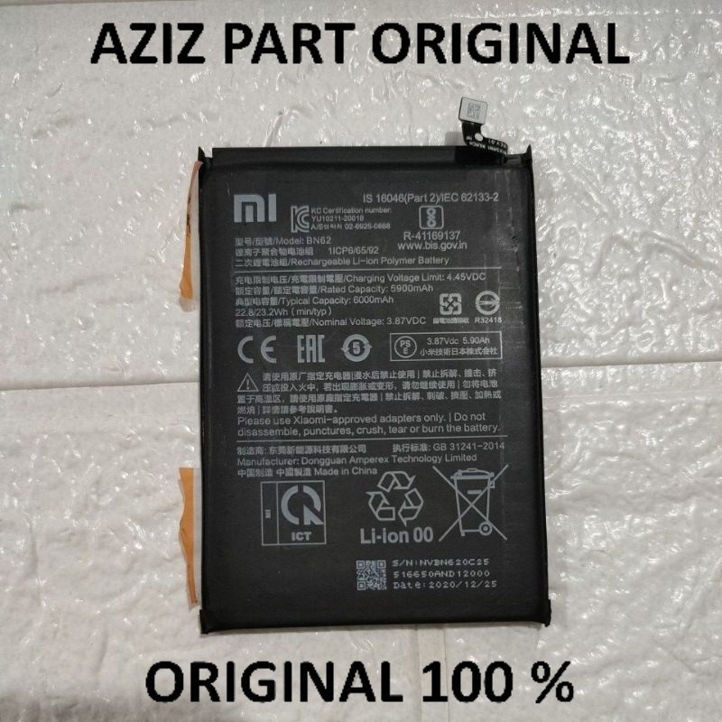 BATERAI BATTERAI BATTERAY XIAOMI REDMI 9T / POCO M3 BN62 ORIGINAL COPOTAN ASLI