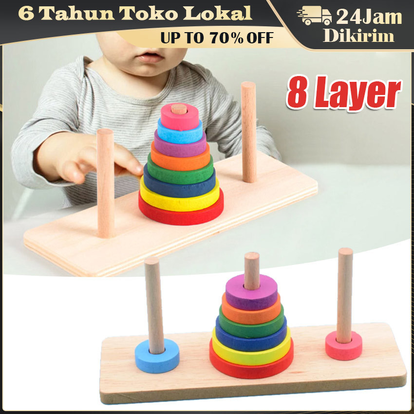 Mainan Donat Susun / Donat Susun kayu / Mainan edukasi susun/  Mainan kayu susun / Mainan kayu donat