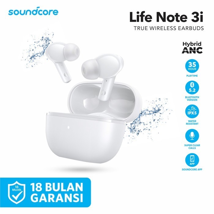 [SHOP67] KUALITAS TERBAIK Earphone TWS Anker Soundcore Life Note 3i ANC A3983  Putih