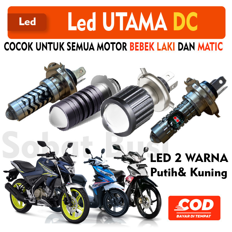 Lampu LED Depan Putih Kuning Utama Motor H4 H6 12 volt DC / AC supra X 125 lama,Vixion Megapro Akses