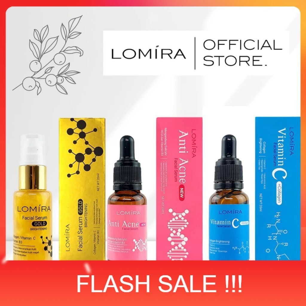 PROMO LOMIRA Facial Serum Anti Acne Gold Brightening / Lomira Face Serum Vitamin C / Serum Wajah  BP