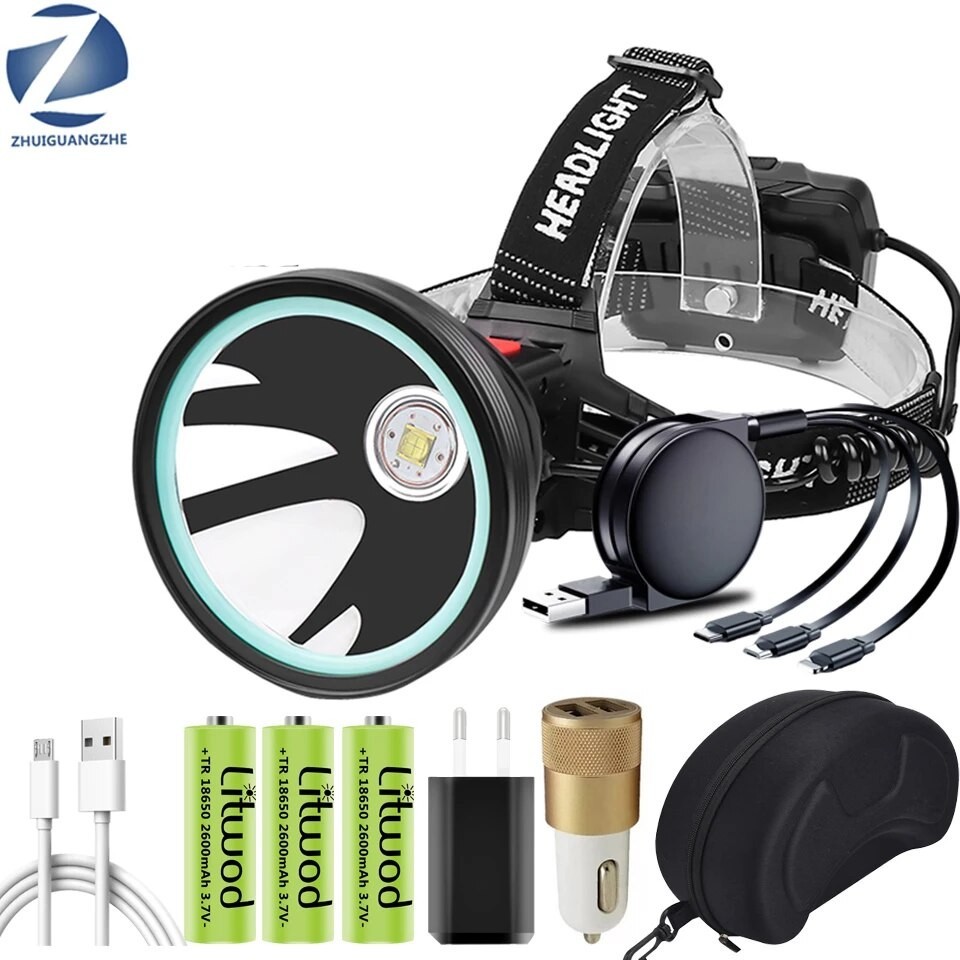 Brand New Xhp90.2 White Yellow LED Headlamp Headlamp Headlamp Torch 32W XHP50 3* 18650 Battery Power