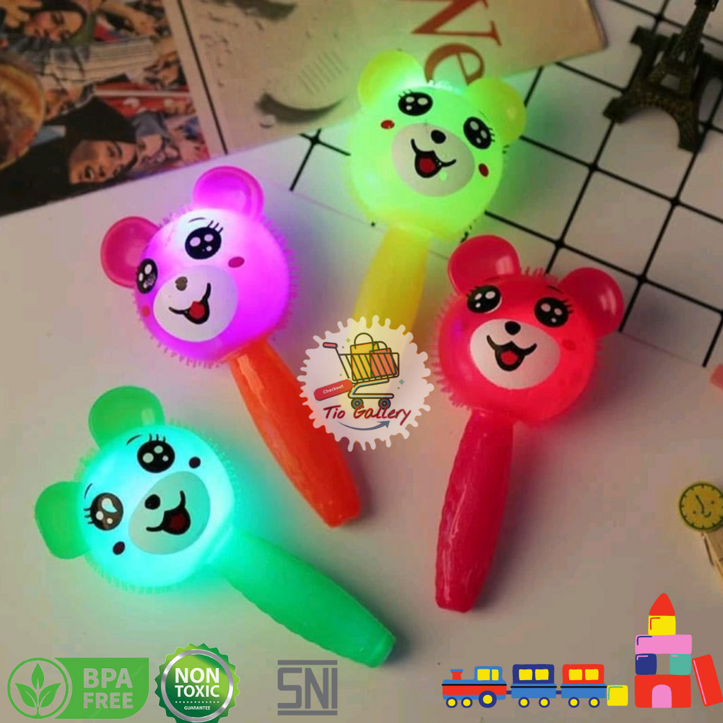 Mainan bayi Rattle Stick Toys / Rubber Stick boneka lucu Karet Menyala warna warni lucu Silikon