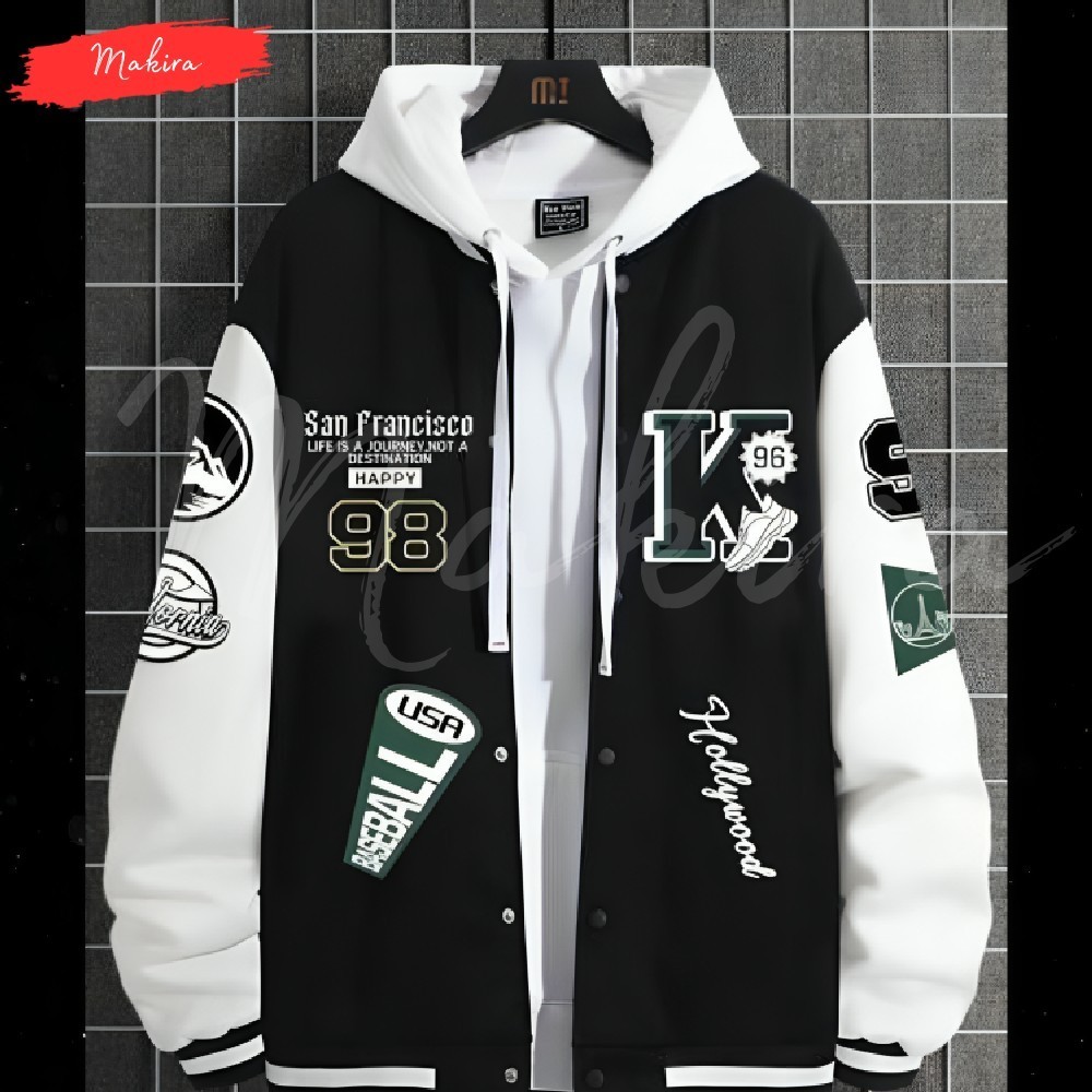 Hoodie Sweater Anak Unisex Laki Laki Perempuan Bahan Fleece Tebal Premium Jaket Bomber Varsity Baseb