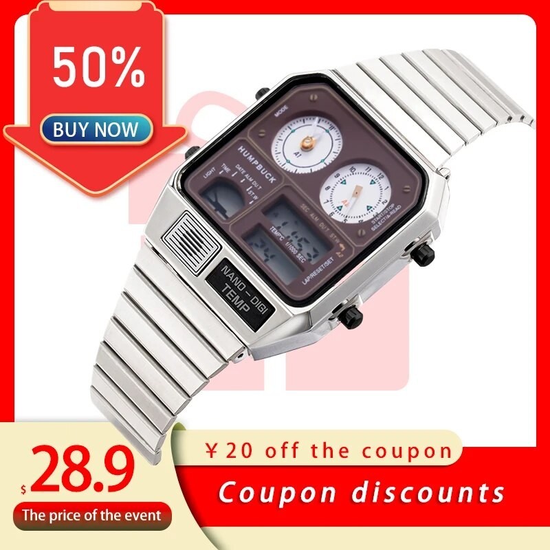 Jam Tangan Pria Top Luxury Stainless Steel Strap Countdown  Man Digital Watch 3bar Waterproof Back L