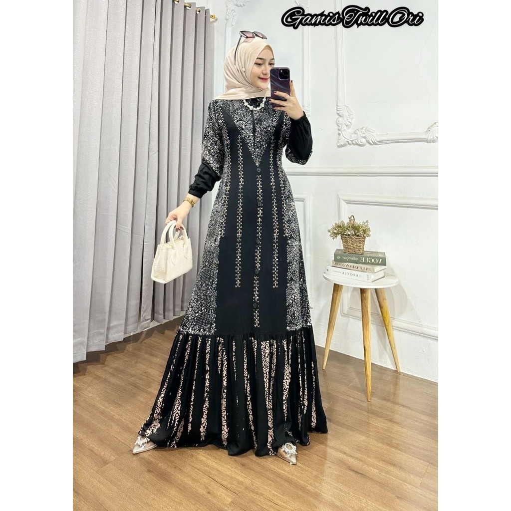 GAMIS TWILL KANCING REMPEL BAWAH HITAM BUSUI
