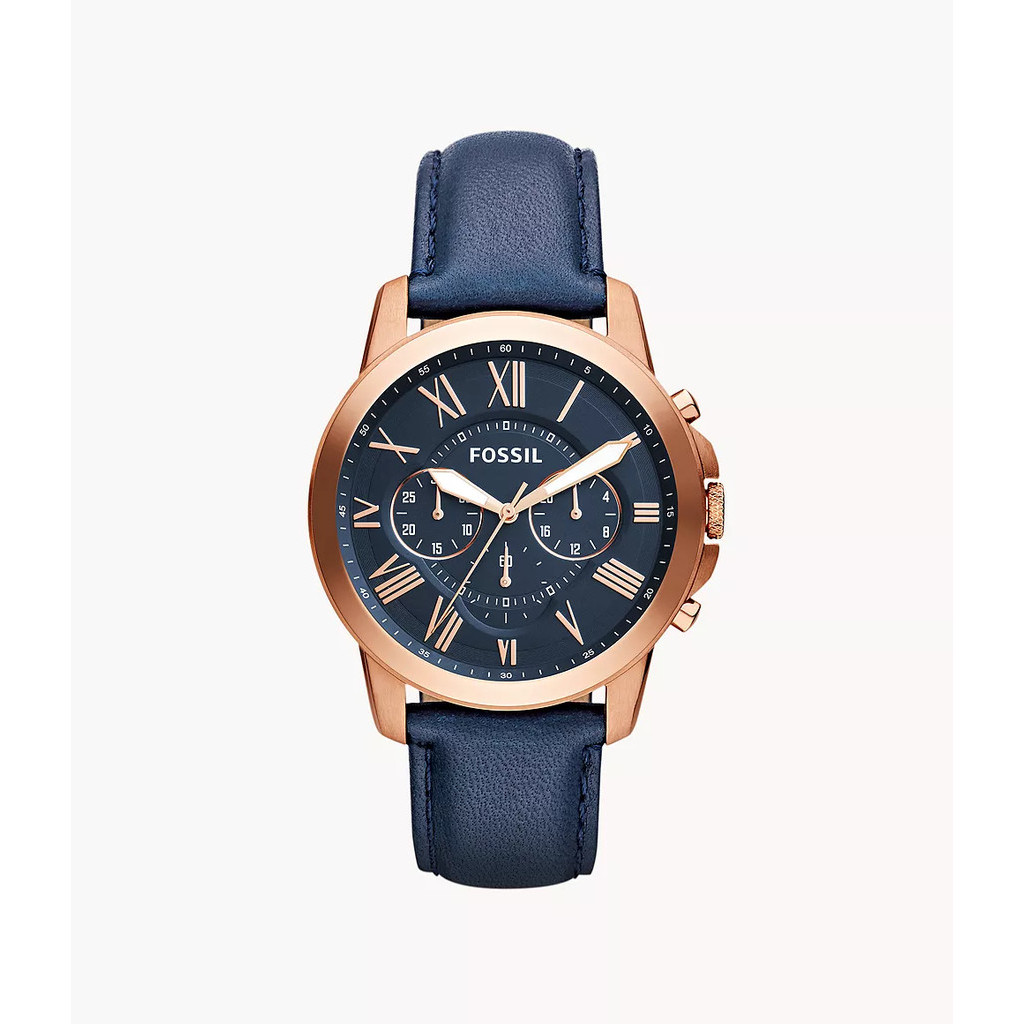 Fossil Grant Rose Gold Black Strap Jam Tangan Pria FS4835