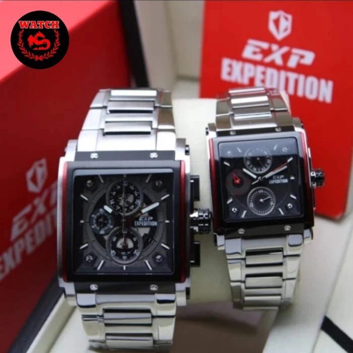 [PROMO-PROMO] Jam Tangan Expedition Pria Wanita Original E6731 Silver Black Red