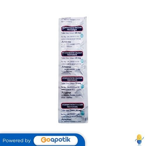 Atorvastatin Calcium Trihydrate Amarox 20 Mg Strip 10 Tablet