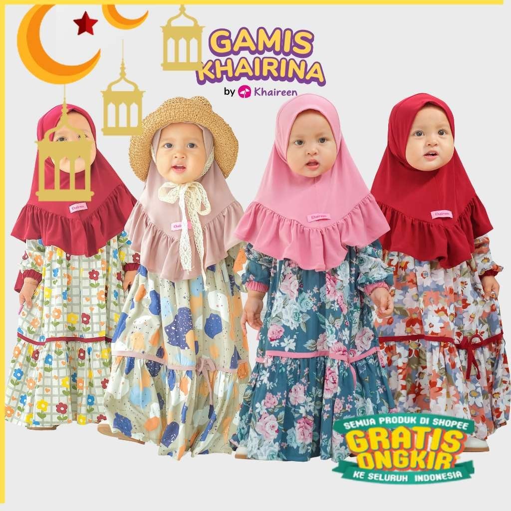 KHAIREEN Gamis Khairina/ Gamis Anak/ Gamis Anak Rayon Motif / Gamis Bayi Balita / Gamis Aqiqah / Gam