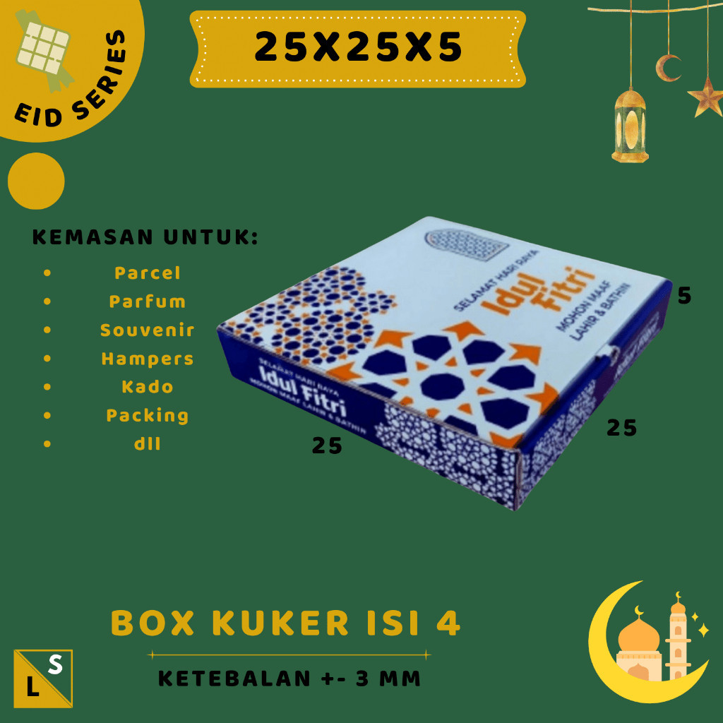 

Box_kuker 25×25×5 (KuKer Toples 250gr isi 4) Kardus/Karton/Kue Kering/hampers/idul fitri/eid mubarak