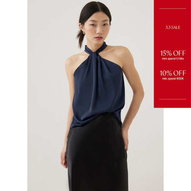 Love, Bonito - Atasan Wanita - Nevelle Satin Twist Halter Topp - XL