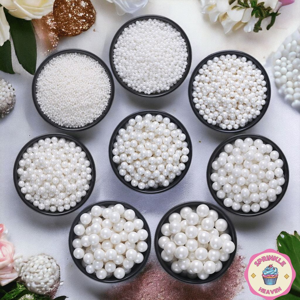 

Sprinkle Heaven - Pearl Beads White Sprinkle 50gr dan 100gr Dekorasi Kue Cake Decoration Hiasan