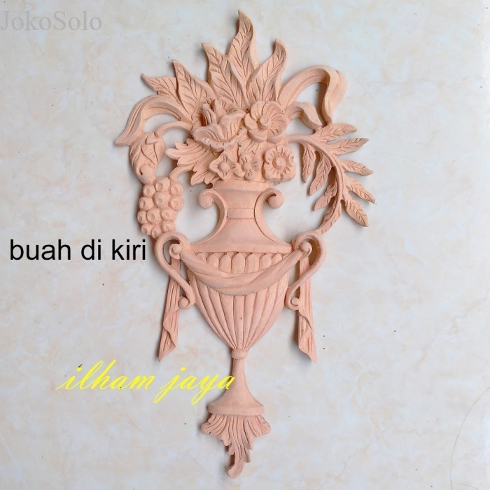 

ornamen ukir kayu jepara tempel motif bunga untuk pintu lemari dinding - mentahan, buah kanan murah