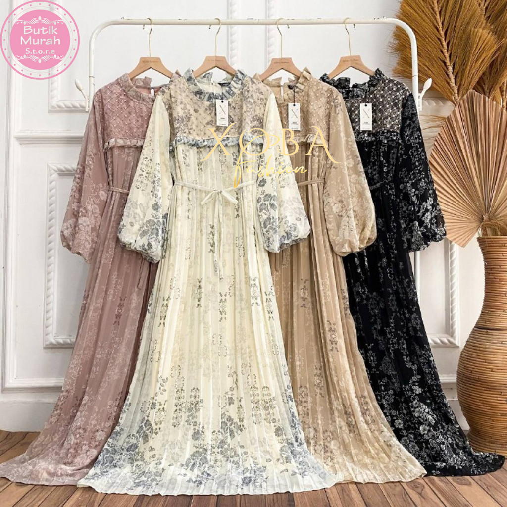 Xoba Fashion 3514 Busana Muslim LD 110 CM dan LD 120 CM Gaun Kasual Ceruti Mix Tile