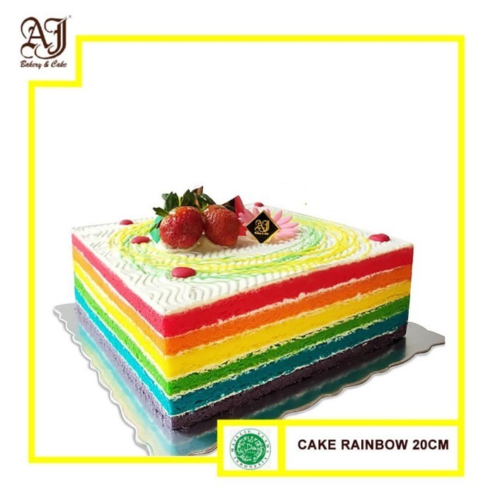 KUE PELANGI CREAM CHEESE / Kue Ultah Anak / Rainbow Cake 20CM - RAINBOW 15X15