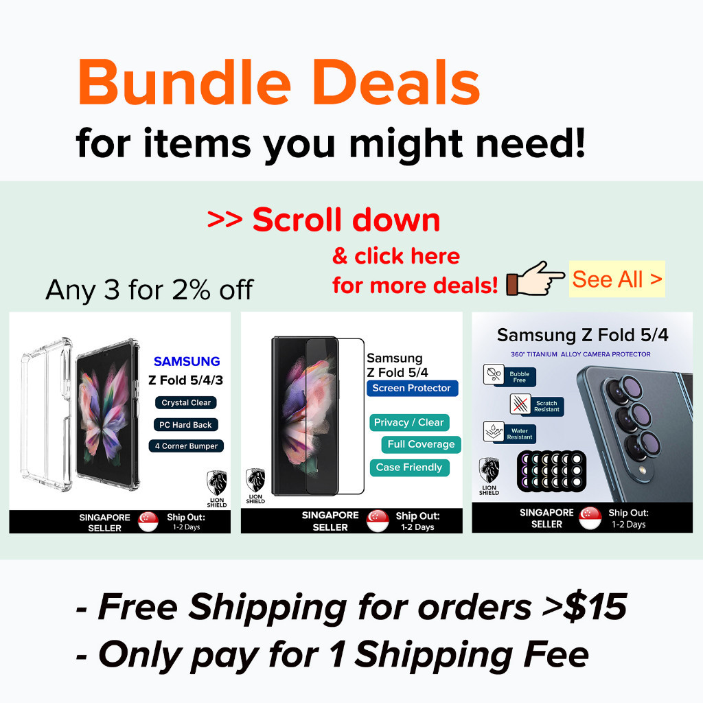 ▦ (SG) LionShield Case Phone Casing Cover, Compatible with Samsung Z Fold 5/4/3 - Clear (4 Corner Bu