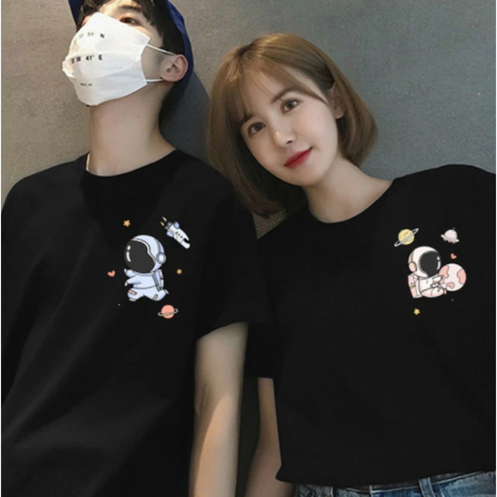 Kaos Couple Cute Mini Astronaut kapel lengan pendek kaos kapelan cowok cewek murah dan simple