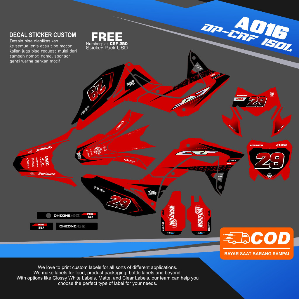 Decal CRF Fullbody Sticker CRF Supermoto SIMPEL MURAH CRF 016