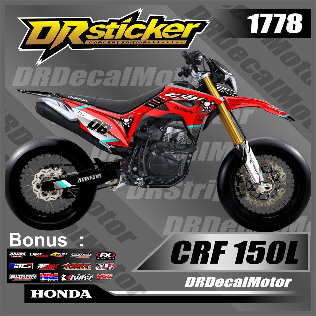 decal crf 150 l full body decal crf hologram desain logo racing fasthouse decal crf full body