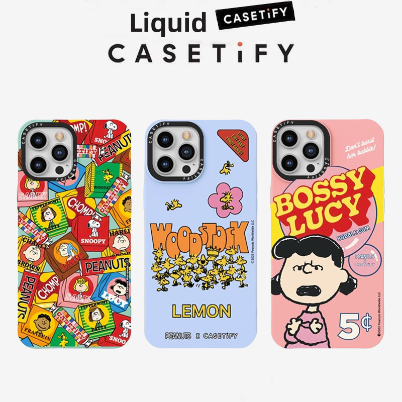 ◐ Casetify Liquid Silicone Cute Snoopy Peanuts soft Phone Case For IPhone 15 15Pro 15ProMax 14 13 12 11 Pro Max Case Fully wrapped shockproof rear cover ☞