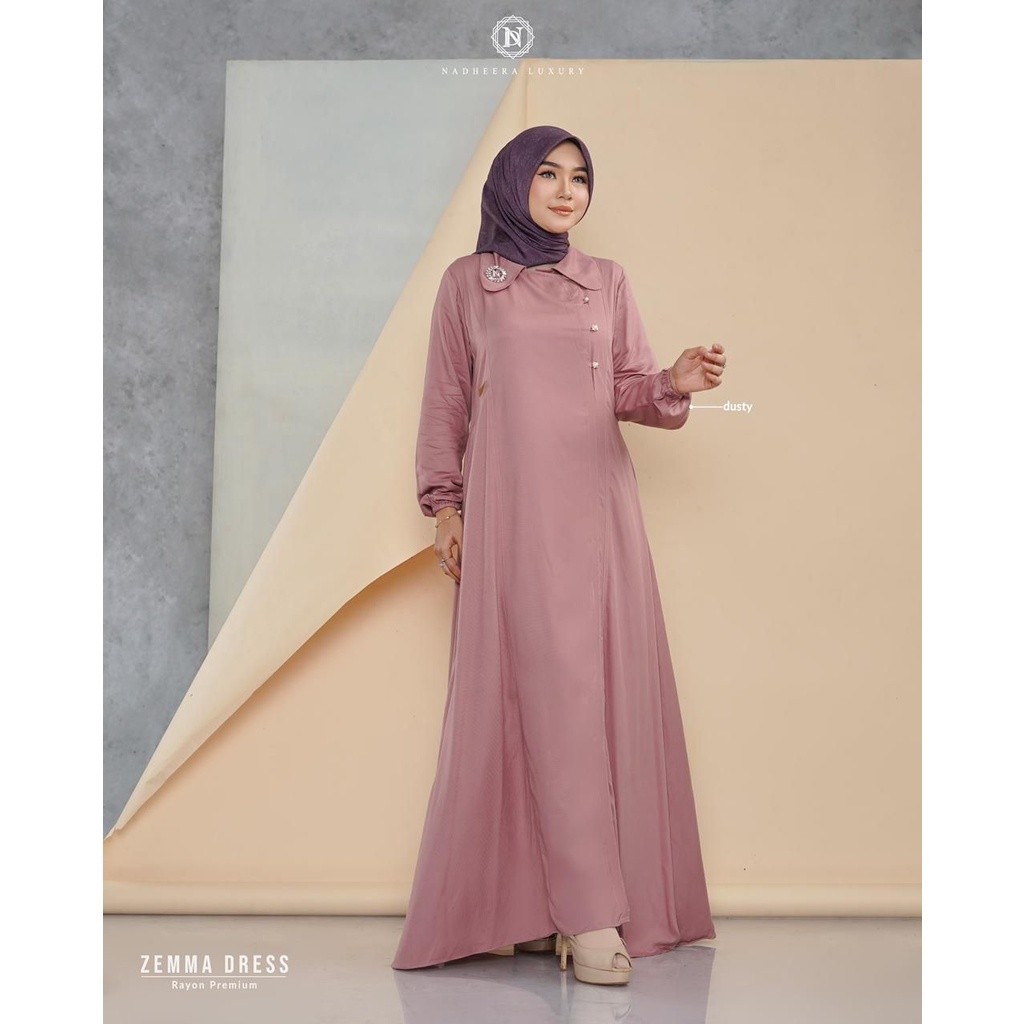 Zemma Dress by Nadheera Luxury | Dress Terbaru Kekinian | Gamis Rayon Terbaru | Dress Lebaran 2023