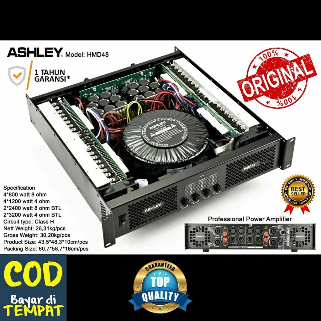 Power Amplifier ASHLEY HMD 48 HMD48 ORIGINAL 4CH CLASS H
