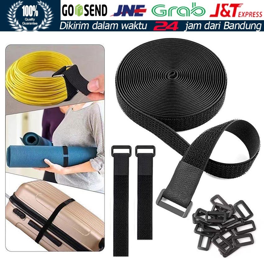 

5M/10M Hook&Loop Cable Tie / Pengikat Kabel Ties Hook&Loop Organizer / Nylon Fastener Strap Buckle Hook Loop Serbaguna