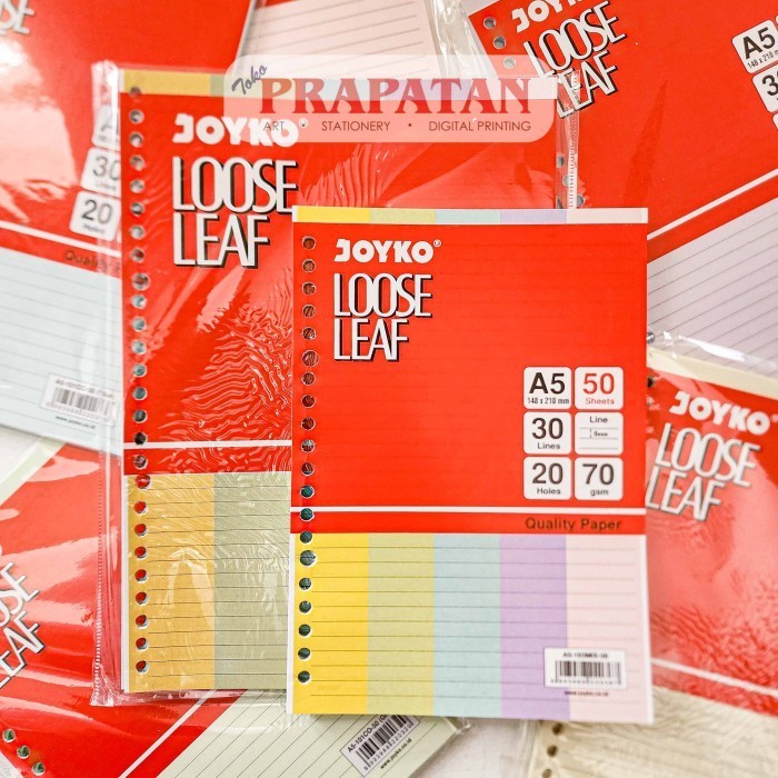 

Joyko Loose Leaf 50 Lembar WARNA A5/B5 | Isi Kertas File Binder - A5-103MIX-50 -YY41